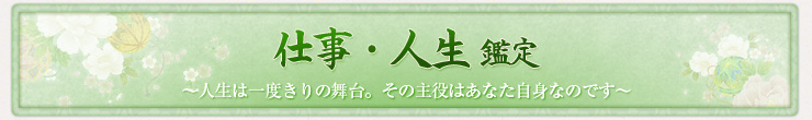 仕事・人生 鑑定 〜人生は一度きりの舞台。その主役はあなた自身なのです〜