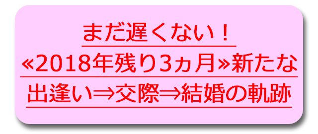 まだ遅くない！≪2018年残り3ヵ月≫新たな出逢い⇒交際⇒結婚の軌跡