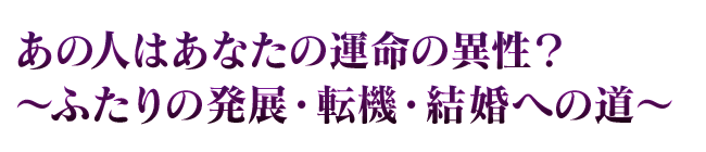 あの人はあなたの運命の異性？～ふたりの発展・転機・結婚への道～