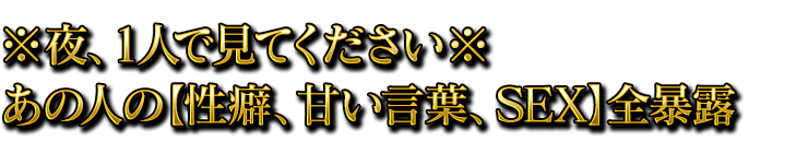 ※夜、1人で見てください※あの人の【性癖、甘い言葉、SEX】全暴露