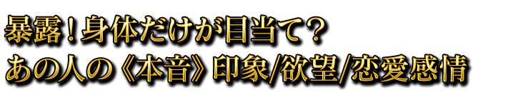 暴露！身体だけが目当て？あの人の《本音》印象/欲望/恋愛感情